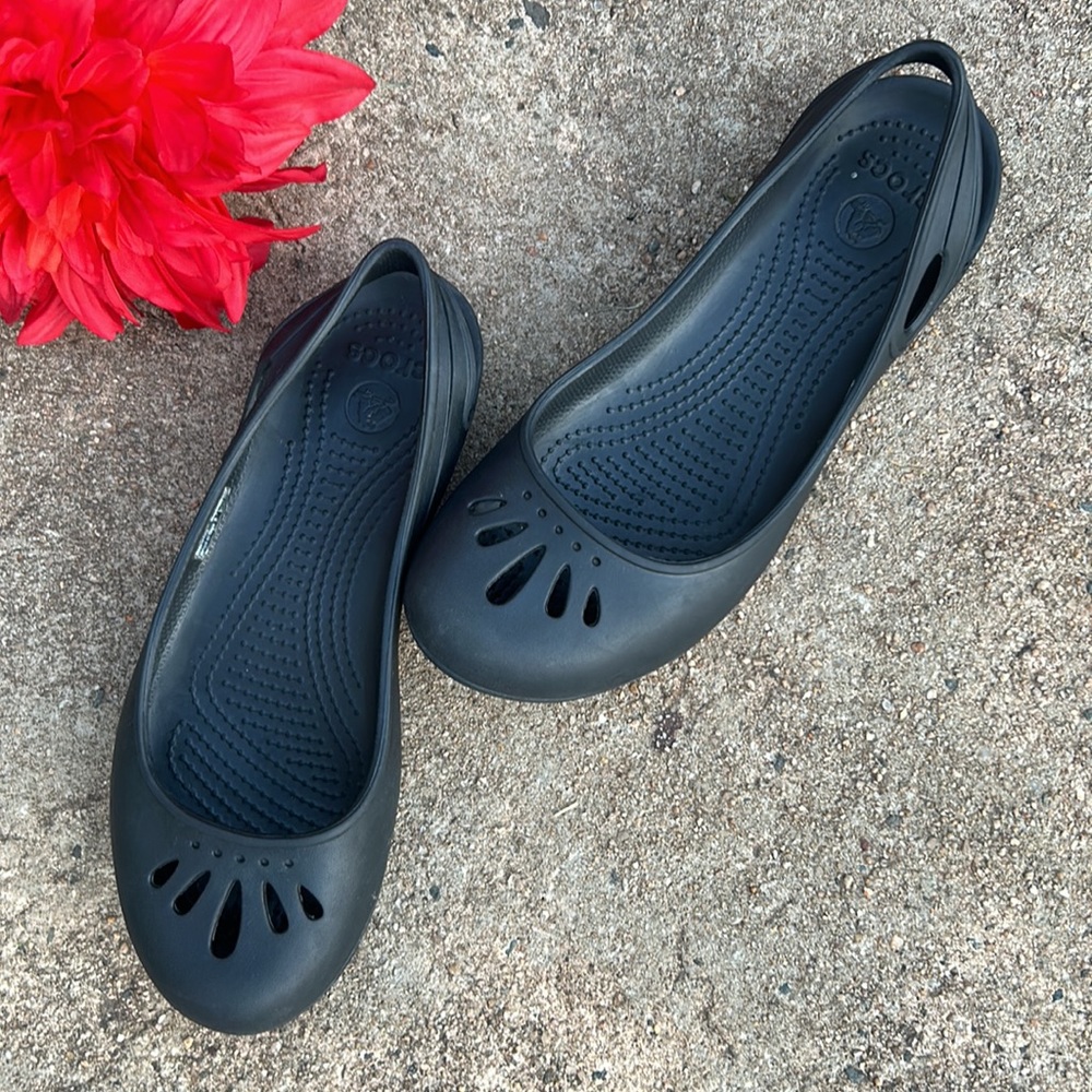 Solid Black CROCS Slingback Kaydee Ballerina Flats
